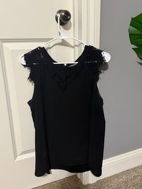 Brixon Ivy Black Lace Trim Sleeveless Blouse
